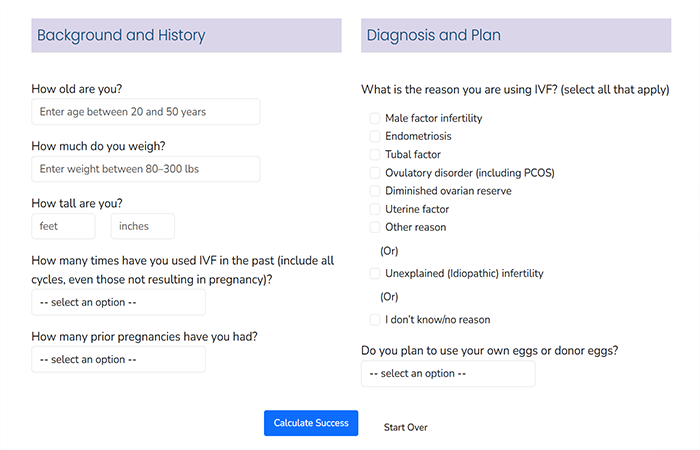 Công vụ IVF Success Estimator Công vụ IVF Success Estimator