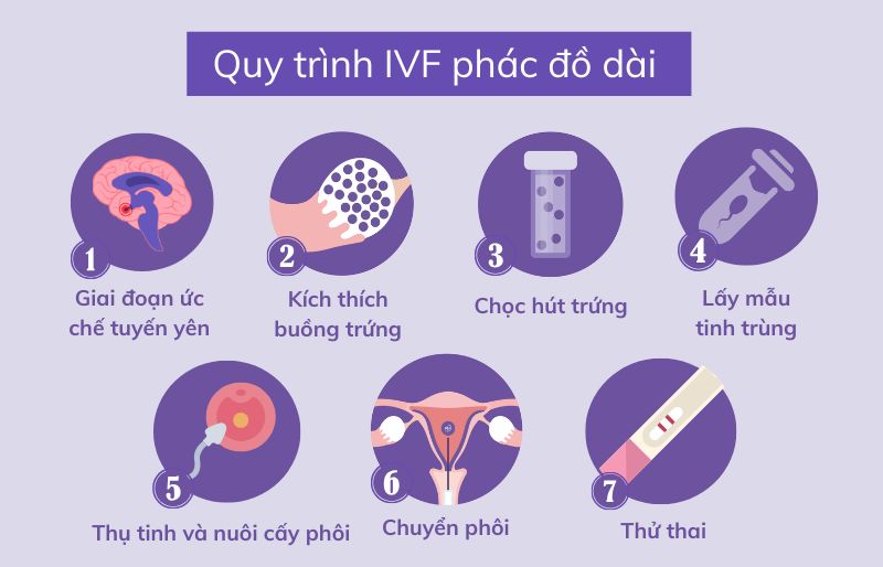 Quy trình làm IVF phác đồ dài Quy trình làm IVF phác đồ dài