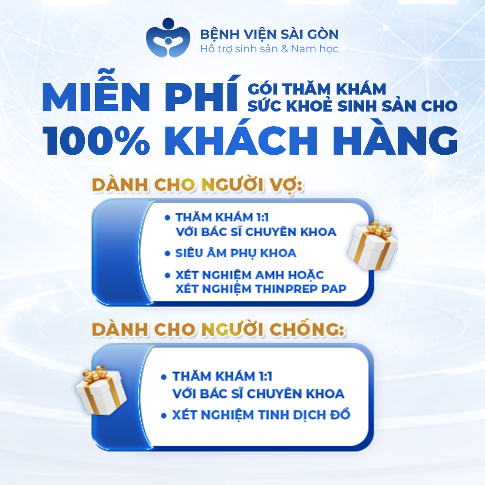 100% khách hàng tham dự sẽ được miễn phí gói khám sức khoẻ sinh sản
