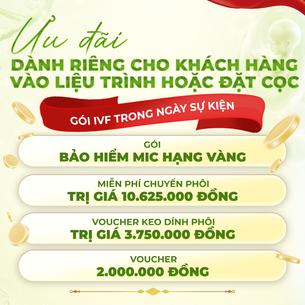 Khi đặt cọc hoặc vào liệu trình IVF ba mẹ sẽ nhận được những ưu đãi đặc biệt từ chương trình