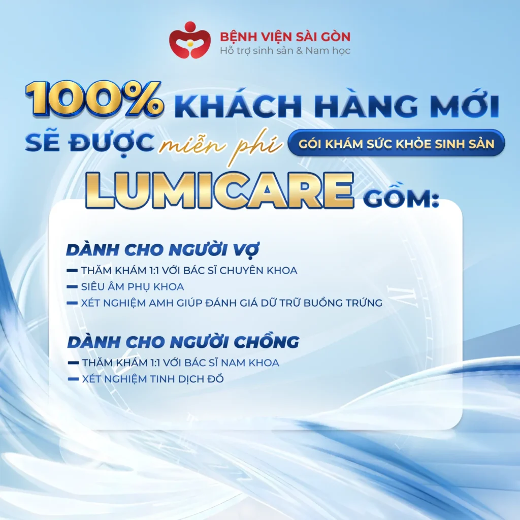 100% khách hàng mới sẽ được miễn phí gói thăm khám sức khoẻ sinh sản và xét nghiệm AMH